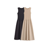 Purpdrank  Summer New Women's Fashion Style Slim Fit Waist Versatile Solid Color Simple Splicing Tank Top Dress