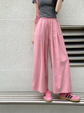Purpdrank  High Quality Cotton Linen Wide Leg Pants Women Fahsion Solid Color Ankle-length Trouser Casual  All Match Streetwear Clothing