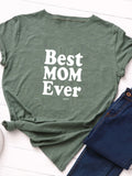 Purpdrank  Women's Loose round Ne ort Sve Cotton T-irt Thin Mom Ever Best Mom Ever Street Sle Print Creative Design Spring Su...