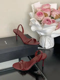 Purpdrank  Beige Heeled Sandals Fashion Womens Shoes 2025 Open Toe Buckle Strap Black Stiletto Luxury Peep Girls Retro Summer Low Sexy Clea