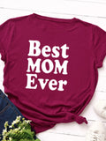 Purpdrank  Women's Loose round Ne ort Sve Cotton T-irt Thin Mom Ever Best Mom Ever Street Sle Print Creative Design Spring Su...