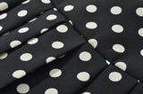 Purpdrank  New CHIC Black with White Polka Dot Print Buttons Low Waist Pleated Mini Skirt Women Sexy Skater Skirts With Shorts lining