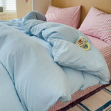 Purpdrank  Pink Plaid Bedding Sets 2025 New Japanese Duvet Cover No Filler Green Bed Sheet one or Two Pillowcase Girl Comforter Cover Set