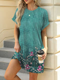 Purpdrank   Elegant Dress Women O Neck Short Sleeve Dresses Fashion Casual Printed Mini Dresses Summer New Chic Female Dress