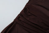 Purpdrank  Elegant U-Neck Sleeveless Bodycon Long Dress Women's Solid Color Ribbon Tie-up Ruched Slim Maxi Dress for Date Night Party