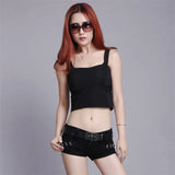 Purpdrank  Sexy Y2k Black Demin Shorts Women Summer Punk Style Low Waist Rivet Shorts Hot Girl Club Slim Fit Streetwear Jean Clothing