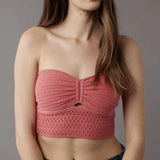 Purpdrank  Strapless Knitted Tube Crop Top Vest Women Hollow Out Sleeveless Summer Backless Tank Vintage Fashion Y2K Clothing