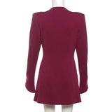 Purpdrank  Elegant Fashion Slim Tailored Coat Women 2025 Autumn Winter Fashion V-Neck Single Button Long Sleeve Office Jacket Female Blazer