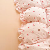 Purpdrank  Pink Tulip Duvet Cover Set Ins Korean Style with Flat Sheet Pillowcase No filler Washed Cotton Queen Full Twin Home Bed Linen