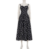 Purpdrank  Holiday Polka Dot A-Line Dress Slim-Fitting Slash Neck Sleeveless Maxi Dresses For Women Summer Elegant Fashion Streetwear