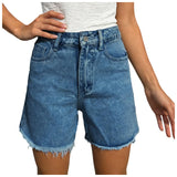 Purpdrank  Summer Thin American Retro Denim Shorts Korean Vintage High Waist Jean Short Women Frayed Raw Washed Casual Pantalones Cortos