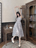 Purpdrank  Sleeveless Printed Camisole dress Summer Casual Long Princess Dress Slim Ruffles Women Party Dress Vacation
