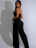 Purpdrank  Elegant Striped Sleeveless Strapless Backless Jumpsuit Women Button Up High Waist Club Party Rompers Skinny One Piece Overalls