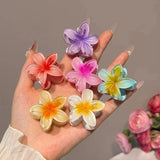 Purpdrank  Gradient 8cm Large Flower Acrylic Hair Clip for Women Sweet Hairpins Hair Claws Crab Clamp Barrettes Hawaiian Hair Accessories
