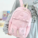 Purpdrank  Star Polka Dots Backpack Y2k Versatile Girl High Capacity Multi Size Commuting Student Lightweight Double Shoulder Canvas Bag