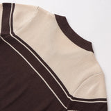 Purpdrank  Women Brown Beige Buttons Polo Collar Rib Knitted Short Sleeve Sweater Pullovers Knitwear All Match Knitting Tops Jumper