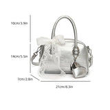 Purpdrank  Mini Boston Shoulder Crossbody Bags For Women Lace Bowknot Round Top-handle Bag With Heart Pendant 2025 Designer Handbags