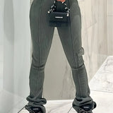 Purpdrank  Europe Autumn and Winter Stretch Waist Micro Side Pocket Tight Pants