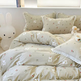 Purpdrank  Princess Style Bedding Sets Ruffle Lace Quilt Cover Romantic Print Bedclothes Bedroom Decor Woman Girl Duvet Cover Home Textiles