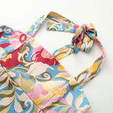 Purpdrank  Summer New Product Women's Linen Blended Printed Hanging Neck Strap pleated Long Skirt Midi Dress