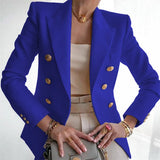 Purpdrank  Women's Autumn Blazers New Solid Fashion Casual Suit Short Jacket Golden Button Lady Suit Comfortable Commuting Long-sleeved Top