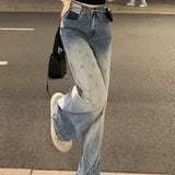 Purpdrank  Star New In Womens Jeans Wide Leg Gyaru Shiny Xxl Korean Fashion Retro Denim Pants for Women Casual Loosefit Clothes A Trousers