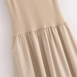 Purpdrank  Summer New Women's Fashion Style Slim Fit Waist Versatile Solid Color Simple Splicing Tank Top Dress
