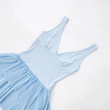 Purpdrank  Summer Sleeveless Mini Dress Women Clothing Solid Color V-neck Sexy Bodycon Pleated Dress High Waist Open Back Vestidos