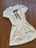 Purpdrank  Japanese Style Sweet Polka Dot Women Dress Elegant Fake 2 Piece Set Cute Bow Dress Fashion Princess Chic Korean Popular Clothes