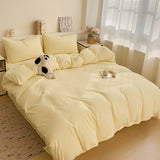Purpdrank  4PC Luxury Washed Cotton Bedding Set - King/Queen Duvet Cover & Pillowcases (Skin-Friendly, Breathable Home Textile)