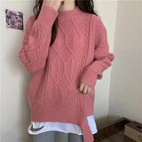 Purpdrank  Trendy Twists Pullover Fake Two Piece Splice Sweater Women Autumn Winter New Lazy Style Long Sleeve Loose Knit Top Design Jacket