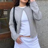 Purpdrank  Vintage Streetwear Women Y2K Knitted Sweater Fashion One Button Open Front Cardigan Solid Color Long Sleeve Slim Fit Knitwear