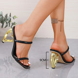 Purpdrank  High heel European and American slippers large size  high heel slippers Roman sandals womens shoes