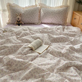 Purpdrank  Summer Comforter - Hollow Lace Washed Cotton, Breathable Thin Quilt, Cool Bedroom Decor (Layered Design)