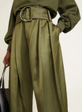 Purpdrank  Women Shiny Army Green Capris Pants High Waist Trousers Office Work Lady Full Length Autumn Bottoms Capris 2026 Spring Summer