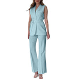 Purpdrank  Chic Two-Piece Women's Set Button-Detail Vest with Lapel Neck & Tailored Trousers Versatile Outfit for Work and Sophisticated