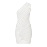 Purpdrank  Summer Dress Women Solid Color One Shoulder Slim Fit Sleeveless Bodycon Knitted Dresses y2k Club Party Dresses