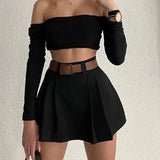 Purpdrank  High Stree Shorts Women High Waisted Solid Pleated A-Line Skirt Fashion Casual Streetwear Shorts Skirts Summer 2026 New