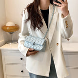 Purpdrank  Embroidery Thread Chain Crossbody Bags For Women 2023 Latest Luxury Designer Handbag PU Leather Street Shoulder Bag Bolsos