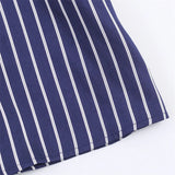 Purpdrank   Spring New Versatile Casual Simple Seven-quarter Sleeve Striped Shirt