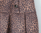 Purpdrank  Y2K Leopard 3 Buttons Low Waist Pleated Mini Skirt American Retro Short Skater Skirts With Shorts lining Pink Coffee