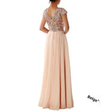 Purpdrank  New Cross-border Spring Summer European Women's Clothing Sleeveless Dress V-neck Sequins Elegant Chiffon Evening Dress