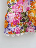 Purpdrank  Sexy Colored Flower Print Tide Bow V neck Mini Sling Dress Women Slim Elastic Waist Party Skater Short Sling Robe Holiday