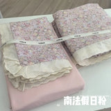 Purpdrank  Princess Style Bedding Sets Ruffle Lace Bow Quilt Cover Romantic Print Bedclothes Home Decor Woman Girl Bedroom Duvet Cover 4pcs