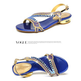 Purpdrank  High-grade Rhinestones Fashion New Women's Summer Young Elegant Sandals Thick Heel Leisure Flat Bottomed Beach Sandals