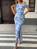 Purpdrank  Women's Sexy Maxi Dresses Summer Streetwear Fashion New Print Split Casual Slim Dress Club Party Knitted Female Dresses Clothing