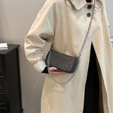 Purpdrank  Rhinestone Appliqued Chain Shoulder Crossbody Bags For Women Luxury Designer Purses And Handbags Wedding Dinner Party