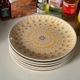 Purpdrank  Ceramic Round Shape Floral Plates Dinner Sets Large Capacity Large Plate Dessert Salad Plate Beautiful Table Tableware Services