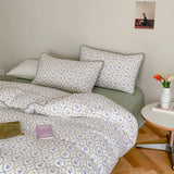 Purpdrank  Cotton four-piece set of aerobic double yarn cotton skin-friendly quilt cover small floral bed linen bed cover set