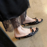 Purpdrank   New Summer Polka Dot Open Toe Woman Slippers Elegant Stripper Thin Heels Ladies Mules Slides Shoes Zapatos De Mujer